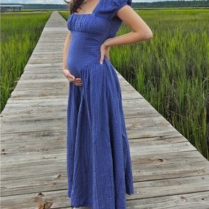 Free People Textured Blue Maxi Dress